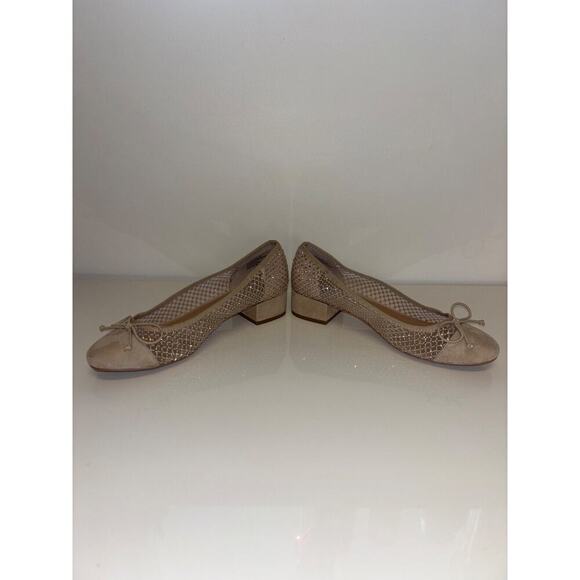 Steve Madden Cherish Tan Mesh‎ Flats Ballet Shoes Fairy Beaded Womens Size 8.5 M - Picture 4 of 6